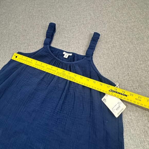 NEW! a.n.a A‎ New Approach Tank Top Blue Pleated Petite Medium $32 Scoop Neck - Picture 6 of 10